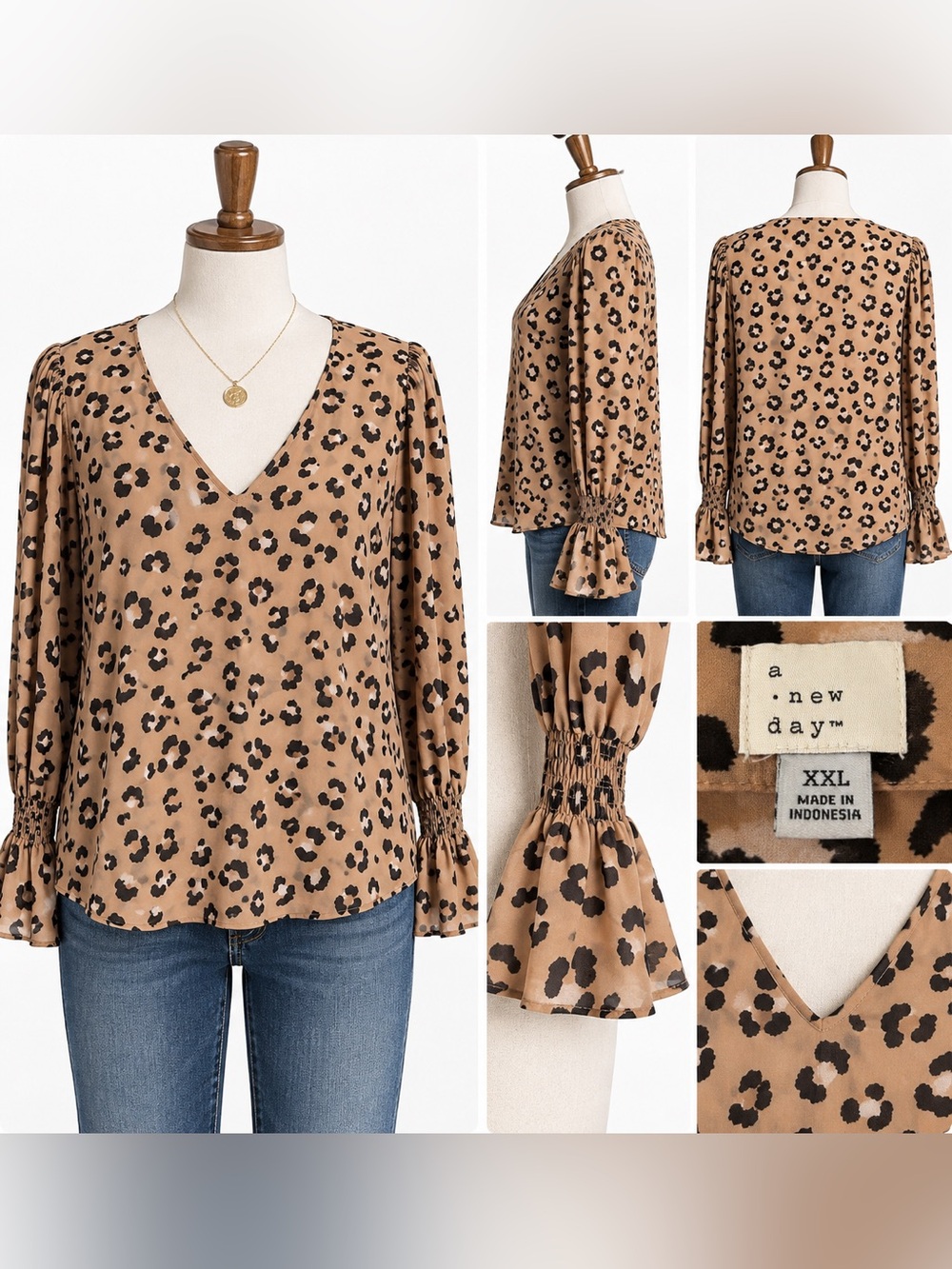 a.n.a New Approach Leopard Print Blouse – XXL